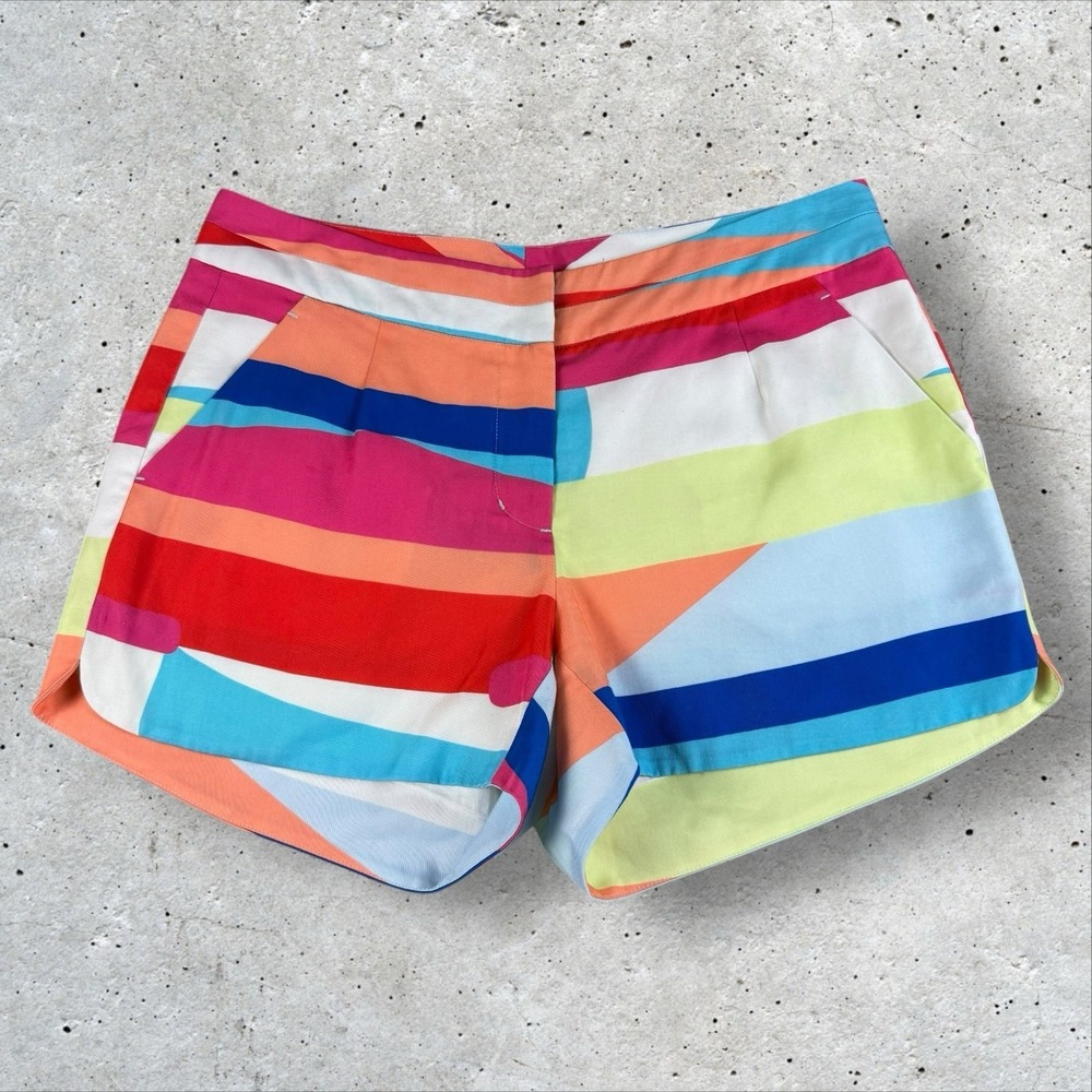 Crosby by Mollie Burch Flat Front Rainbow Colorful Stripe Stripe Shorts Sz 4